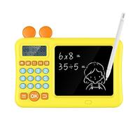 WOHPNLE Math Early Learning Toys, Multifunctional Handheld Games with Writing Wordpad Tablet Interactive Digital Calculator for Kids Boys Girls 3 Year Old (Yellow)
