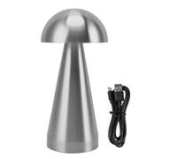 WOHPNLE Mushroom Shape Table Lamp 3 Color Temperature LED Dimmable Cordless USB Rechargeable Modern Bedside Nightstand Lamp for Bedroom Living Room (Silver)