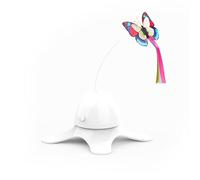 WOHPNLE Rotating Butterfly Cat Toy, Automatic Interactive Cat Toy User Friendly Independent Switch Control Boredom Relief Flying Cat Toys For Indoor Cats Kittens (White)