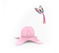 WOHPNLE Rotating Butterfly Cat Toy, Automatic Interactive Cat Toy User Friendly Independent Switch Control Boredom Relief Flying Cat Toys For Indoor Cats Kittens (Pink)