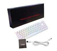 WOHPNLE Russian English Dual Language Keyboard, 68 Key RGB Backlit Mechanical Gaming Keyboard Wired USB C Compact Accessory for PC Laptop (Black or White) (White)