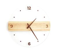 WOHPNLE Silent Wall Clock, Modern Round Acrylic Wall Clock with Sweep Second Movement Solid Wood Hands Noiseless Home Office Decoration for Living Room Bedroom Kitchen