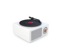 WOHPNLE Spin Like Record Player Mini Bluetooth Speaker, Easy Toggle Portable Bluetooth Speaker with 3 Play Modes Quick Song toggle for Bedroom Bedroom Retro Room Decor (White)