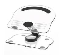 WOHPNLE Tablet Stand, 360 Degree Rotating Tablet Holder Liftable Folding Acrylic Transparent Display Stand for Tablets Portable Monitors Book (Black)
