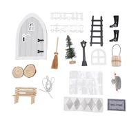 WOHPNLE Xmas Elf Fairy Door Miniature Kit, Realistic Wooden Dollhouse Accessories Set Christmas Decorations Photography Props Include
