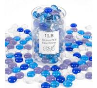 WOHSEROM 1LB Mixed Galaxy Glass Beads, 17-19mm Flat Glass Marbles for Vases - Starry Night Vase Filler, Fish Tank Rocks, Aquarium Decor, Blue & Purple & Clear Gems for Centerpieces & DIY Crafts
