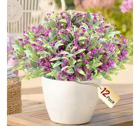 WOHSEROM Babys Breath Artificial Flowers - 12 Bundles UV Resistant Hyper Realistic Faux Plants Gypsophila for Outdoor Porch Planters, Wedding, Garden Decoration (Rose Red)