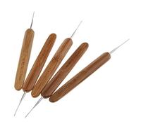 Woideklu 5-Piece Bamboo Dreadlock Crochet Hook Set with Finely Crafted Wooden Handles for Repairing Dreadlocks, for Hairdressing And Home Use, 0.5mm