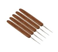 Woideklu 5-Piece Bamboo Dreadlock Crochet Hook Set with Finely Crafted Wooden Handles for Repairing Dreadlocks, for Hairdressing And Home Use, 0.75mm