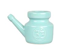 Woideklu Ceramic Pot Nasal Irrigator Container Nose Cleaning Comfortable Grip Design Material Suitable for Men Women Home Travel, Light Blue