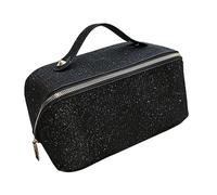 Woideklu Cosmetic Bag, PU Organizer, Portable Zippered Storage, Large Inner Compartment for Travel Kit, Weekly Program, Events C, Black