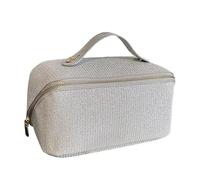 Woideklu Cosmetic Bag, PU Organizer, Portable Zippered Storage, Large Inner Compartment for Travel Kit, Weekly Program, Events C, Argent