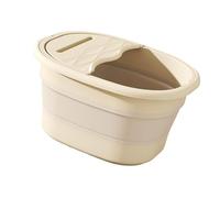 Woideklu Foldable Foot Bath Tub Basin with Lid Multi Purpose Insulated Soak Phone Holder PP Construction Suitable for Car Camping Cleanin, White
