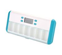 Woideklu Pill with 7 Compartments, Electronic Medicine Box, Timer Alarm, Portable Storage Container, for Travel, Everyday Use, and Offic, White Blue