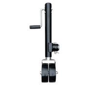 Woideklu Trailer Jack Stand Heavy Duty Jack Caster Twin Wheel Lift Crank With Mounting Hardware Included Suitable for trailer parking hitching home garage roadside assistance, Black Sleeve Type