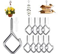 Woiekil 304 Stainless Steel Screw in Hooks Heavy Duty, 2.16 Inch Eye Hooks Windproof Ceiling Hooks for Hanging Plants, Outdoor String Lights, Bird Feeders and Home Decor (304 Stainless Steel, 10 Pcs)