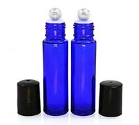 WOIWO 2PCS 10ML Cobalt Blue Glass Micro Mini Roll-on Glass Bottles With Stainless Steel Roller Balls And Black Cap For Essential Oil Perfumes Lip Balms