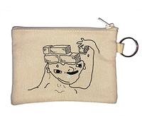 Wojak Brainless Dumb As Bricks Funny Meme Key Chain Coin Purse Beige
