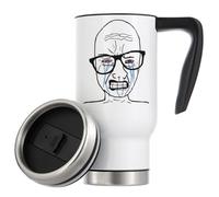 Wojak Feels Guy Glasses Guy Crying Red Eyes Meme Vacuum Insulated Thermal Travel Coffee Mug 480ml White