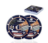 WojBear 2 PCS 115 mm Metal Cutting Discs, 5000+ Cuts Diamond Cut Off Wheel for Steel, Rebar, Iron and Stainless Steel, 1.2 mm Thin Cutting Disc for Angle Grinder