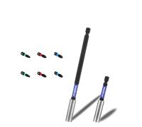 WojBear 2 PCS Magnetic Extension Bit Holder Set, 75mm 150mm, Drill Bit Holder for Impact Driver with 6 PCS Screwdriver Bits, 2*PZ2 2*PH2 T20 TT20