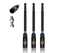 WojBear 3 Pcs 150 mm Extended Deep Socket Set 10mm, Hexagon Nut Setter Driver Drill Bits Set with 1/4 hex Shank, Long Reach Impact Driver, Nut Runners Bolt Extractor Sockets