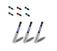 WojBear 3 PCS Magnetic Extension Bit Holder Set, 3 * 75mm Drill Bit Holder for Impact Driver with 6 PCS Screwdriver Bits, 2*PZ2 2*PH2 T20 TT20