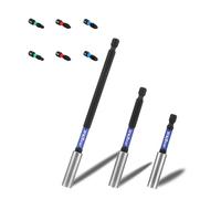 WojBear 3 PCS Magnetic Extension Bit Holder Set, 75mm 100mm 150mm, Drill Bit Holder for Impact Driver with 6 PCS Screwdriver Bits, 2*PZ2 2*PH2 T20 TT20