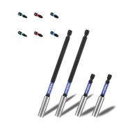 WojBear 4 PCS Magnetic Extension Bit Holder Set, 2 * 75mm 2 * 150mm, Drill Bit Holder for Impact Driver with 6 PCS Screwdriver Bits, 2*PZ2 2*PH2 T20 TT20