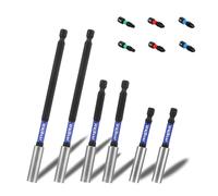 WojBear 6 PCS Magnetic Extension Bit Holder Set, 2 * 75mm 2 * 100mm 2 * 150mm, Drill Bit Holder for Impact Driver with 6 PCS Screwdriver Bits, 2*PZ2 2*PH2 T20 TT20