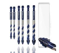WojBear 6 PCS Masonry Drill Bits Set, YG6X Tungsten Carbide Drill Bit for Masonry, Concrete, Marble, Brick, Tile, Wood, Glass, Plastic（6,6,8,8,10,12mm）