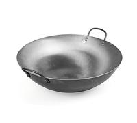 Wok Big Heavy Canton Style Hand Hammered Carbon Steel Wok (Round Bottom),45CM