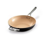 Ninja ExtendedLife 28cm Ceramic Wok, Non-Stick (No PFAs, PFOAs, Lead or Cadmium), Induction Compatible, Stainless Steel Handle, Oven Safe to 285°C, Terracotta & Grey, CW90928UK
