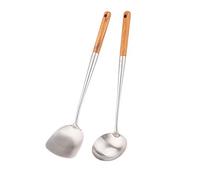 Wok spatula and ladle Tool Set, 17inches spatula for wok, 304 Stainless Steel wok spatula.