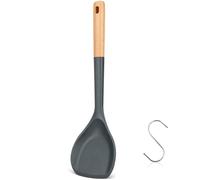 Wok Spatula, Silicone Wok Spatula Turner with Heat Resistant Wooden Handle, Kitchen Utensil Cooking Shovel Scoop Ladle for Scooping, Flipping, Stirring, Durable BPA-free Nonstick Cooking, 13.2Inch