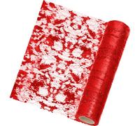 Wokape 1 Roll 11 In x 28.5 Ft Sequin Glitter Metallic Foil Table Runner Metallic Foil Table Decorations for Wedding, Birthday, Party, Christmas, Thanksgiving, Valentine(Red)