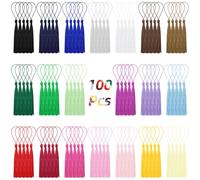Wokape 100PCS 13cm/5 Inch Bulk Tassels Bookmark Tassel Silky Handmade Soft Craft Tassels 20 Colors Mini Tassel with Loops for Craft Accessory, Tags Crafts,Key Chain, Graduation Book Marks