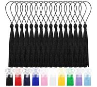 Wokape 100PCS 13cm/5 Inch Bulk Tassels Bookmark Tassel Silky Handmade Soft Craft Tassels Black Mini Tassel with Loops for Craft Accessory, Tags Crafts,Key Chain, Graduation Book Marks, Jewelry Making