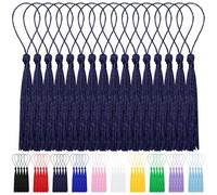 Wokape 100PCS 13cm/5 Inch Bulk Tassels Bookmark Tassel Silky Handmade Soft Craft Tassels Navy Blue Mini Tassel W Loops for Craft Accessory, Tags Crafts,Key Chain, Graduation Book Marks, Jewelry Making