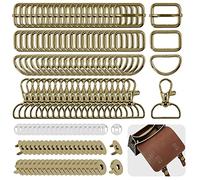 Wokape 100Pcs 4 Styles 1" Purse Hardware Buckles Set with 18mm Magnetic Snap Buttons, Include D Rings, Swivel Clasps, Slide buckles, Metal Rectangle Ring Buckles (Bronze)