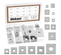 Wokape 100Pcs Square Washer Kit M3 M4 M5 M6 M8 M10 M14(1/8" 1-1/2" 3/16" 1/4" 5/16" 3/8" 5-1/2") 304 Stainless Steel Rectangular Plate Washers, Square Flat Washers with Round Hole for Bolts/Nuts