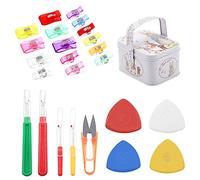 Wokape 110Pcs Sewing Seam Rippers Tool Assortment Kit, 100Pcs Colorful Sewing Clips and Quilting Clips, 4Pcs Sewing Seam Rippers, 4 Colors 4Pcs Tailors Chalk and Snip Scissors for Sewing and Craft