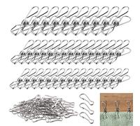Wokape 145Pcs 3 Sizes Wire Clothespins Laundry Chip Clips with 1" Metal Spring Hooks, Stainless Steel Clothes Pins Heavy Duty Clamp Metal Clothes Pegs for Indoor Outdoor Laundry Travel Office