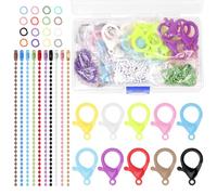 Wokape 150PCS Keychain Clip Assortment Set, Plastic Lobster Claw Clasps with O-Ring Colored Bead Keychain, Key Chain Hooks in 10 Assorted Colors for Purse, Keys, Toys, Crafts, and DIY Projects