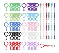 Wokape 160PCS Keychain Clip Assortment Set, Plastic Lobster Claw Clasps with Colored Bead Keychain, Key Chain Hooks in 10 Assorted Colors for Purse, Keys, Toys, Crafts, and DIY Projects