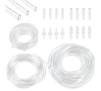 Wokape 16Pcs Hose Barb Fitting Assortment with 28.44ft Clear PVC Tubing Hose(15/64" 9/32" 5/16" ID), Plastic Reducer Fittings(7/32" 15/64" 5/16" ID),Tube Set for Water Oil Transfer Aquarium