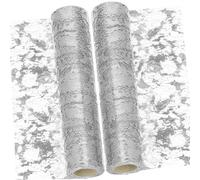 Wokape 2 Rolls 11 In x 9 Ft Sequin Glitter Metallic Foil Table Runner Metallic Foil Table Decorations for Wedding, Birthday, Party, Christmas, Thanksgiving, Valentine(Silver)
