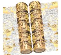 Wokape 2 Rolls 11 In x 9 Ft Sequin Glitter Metallic Foil Table Runner Metallic Foil Table Decorations for Wedding, Birthday, Party, Christmas, Thanksgiving, Valentine(Black-Gold)