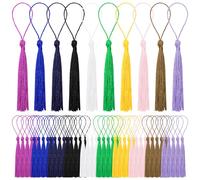 Wokape 200PCS 13cm/5 Inch Bulk Tassels Bookmark Tassel Silky Handmade Soft Craft Tassels 10 Colors Mini Tassel with Loops for Craft Accessory, Tags Crafts,Key Chain, Graduation Book Marks