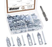 Wokape 201PCS 100 Set Self-Drilling Anchors Kit, 4 Different Sizes Blue-White Galvanized Expansion Screws Zinc Plated Carbon Steel Self Drilling Drywall Anchor No Drilling Required